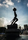 Senayan area Jakarta city statue silhouette view