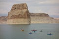 A youth group kayaking in the desert on labor day weekend