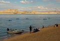 A youth group kayaking in the desert on labor day weekend