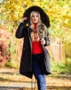 Youth hipster fashion concept. Classic parka coat has become wardrobe icon. Versatile functional and stylish. Girl wear