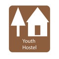 Youth hostel sign and text