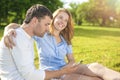 Youth Lifestyle Concept:Happy Relaxing Caucasian Coiple Sitting