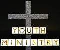 Youth ministry in the the white cubes and cross Royalty Free Stock Photo