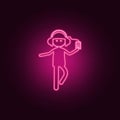 youth with a player icon. Elements of Family in neon style icons. Simple icon for websites, web design, mobile app, info graphics