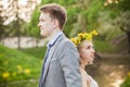 Youth. Pretty girl and boy outdoor, young couple Royalty Free Stock Photo