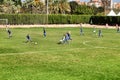 Youth soccer match in Elche on a sunny day Royalty Free Stock Photo