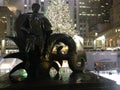 Youth Statue in front of Rockefeller Center after Rain in December.