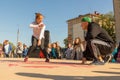 Youth street dances. A young girl performs dance moves Royalty Free Stock Photo