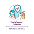 Youth support schemes concept icon