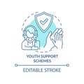 Youth support schemes turquoise concept icon