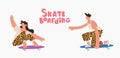 Youth teenage boys and girls or skateboarders riding skateboard