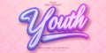 Youth text, multicolor gradient style editable text effect