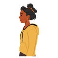 Youthful Black Woman Stands In Elegant Profile, Radiating Strength And Grace With Her Poised Posture Vector Illustration