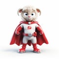 Youthful 3d Sheep Superhero With Red Cape In Dc Comics Style