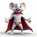 Youthful 3d Superhero Mouse With Red And Blue Cape