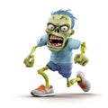 Youthful Energy: 3d Render Of A Cartoon Zombie Racewalking