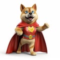 Youthful Energy: 3d Shiba Inu Superhero Dog In Red Cape