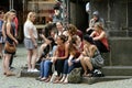 Youthful German visitors to the center of Bernkastel