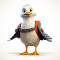 Youthful Protagonist: A 3d Render Of A Goose In A Helmet