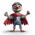 Youthful Superhero Owl In Maya-rendered Costume With Gloves