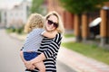 Youthful tender mom with her cute toddler girl Royalty Free Stock Photo