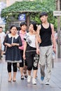 Youthfull lovers on the street, Shanghai, China Royalty Free Stock Photo