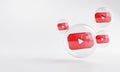 Youtube Acrylic Icon Inside Bubble Glass Copy Space 3D