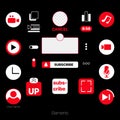 Youtube Elements Set for Video Blog Design. Youtube Icons. Subscribe Button, Swipe Up, Profile Icon, Play Button