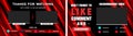 Youtube End Screen with red design and red lines. Youtube Video Template, background, Outro Card, endscreen, banner, channel. Soci Royalty Free Stock Photo