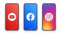 Youtube Facebook Instagram Logo On Iphone Screen Royalty Free Stock Photo