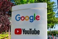 Youtube Google sign and logo near headquarters building is Silicon Valley. - Mountain View, California, USA - 2019