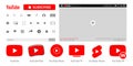 Youtube, youtube kids, YouTube Music, YouTube TV, YouTube VR, Youtube Shorts. Subscribe button icon with arrow cursor. Official