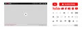 Youtube, youtube kids, YouTube Music, YouTube TV, YouTube VR. Subscribe button icon with arrow cursor. Official logotypes of