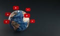 Youtube Logo Icon Around Earth. Popular App Concept Royalty Free Stock Photo