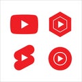 youtube music studio and shorts icons vector editorial set