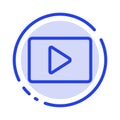YouTube, Paly, Video, Player Blue Dotted Line Line Icon Royalty Free Stock Photo