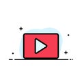 YouTube, Paly, Video, Player  Business Flat Line Filled Icon Vector Banner Template Royalty Free Stock Photo