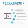 YouTube, Paly, Video, Player Line icon with 5 steps presentation infographics Background Royalty Free Stock Photo