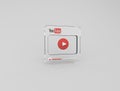 Image of Youtube Player or transparent Silver Button 3d render illustration