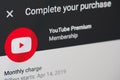 Youtube Premium membership on laptop screen