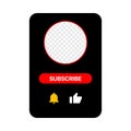 Youtube Profile Interface Black Pop Up Window. Subscribe Button. Bell, Like