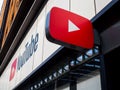 The YouTube Space London, logo and facade, 6 Pancras Road, Kings Cross, UK. Royalty Free Stock Photo