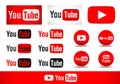 Youtube text with logo icon set vector element design vector on white background