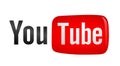 Youtube text with logo icon for web internet Simple isolated red YouTube logo icon