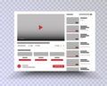 Youtube . Vector browser window with video player web site mock up . User Comments. Media Player template . Video player