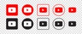 Youtube vector logo icon set. Vector illustration Royalty Free Stock Photo