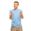 Youve got this. a handsome young man standing alone in the studio and pointing. Royalty Free Stock Photo