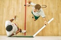 Youve met your match. High angle shot of two young men at a squash court. Royalty Free Stock Photo