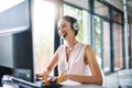 Youve reached our support line. an attractive young woman working in a call center. Royalty Free Stock Photo