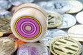 Yoyo effect of crypto currency price up so high and down, wooden